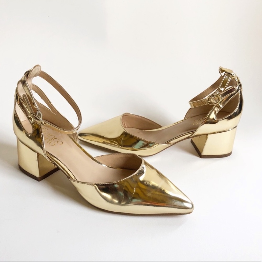 Franco Sarto gold block heels